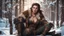 Placeholder: winter, (1woman, russian), (medium full shot), (sitting:1.1), as kraven hunter, lats, trend on artstation, sharp focus, studio photo, intricate detail, highly detailed, unreal engine, 8k resolution, concept art portrait by Greg Rutkowski, Artgerm, WLOP, Alphonse Mucha, dynamic lighting, detailed, Splash art trend on artstation, cinematic