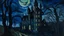 Placeholder: A blackish blue dark shadow castle in a nightmare realm painted by Vincent van Gogh