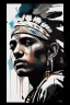 Placeholder: An ultra realistic poster for a young native Indian having word sign as “street art ”, by Daniel Castan Carne Griffiths Andreas Lie Russ Mills Leonid Afremov, black background