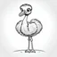 Placeholder: cartoon Ostrich, black and white, white background, clean lines, coloring page for kids,