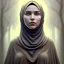 Placeholder: close up portrait of fog as woman in hijab, fine detail, highly intricate, modern surrealism painting, defined cracks and breaks, high-quality, volumetric lighting, 8k, ultrahd, George Grie, Marco Escobedo, Igor Morski,Brian Froud, Howard Lyon, Selina French,