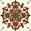 Placeholder: Symmetrical Looking Colorful Pakistani Cultural Art Pattern With Traditional Looking Floral Patterns Drawn (Using Colors Like: Glowing Golden, Orange, Maroon, Green, Brown and a little Navy-Blue) On Wall Background.