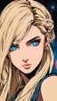 Placeholder: portrait of a pretty young girl with blonde hair one blue eye and one brown eye. Dark fantasy