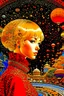 Placeholder: Katsuhiro Otomo, Harry Clarke, Giovanni Battista Piranesi, vibrant colours, Surreal, mysterious, strange, fantastical, fantasy, Sci-fi, Japanese anime, Machine Age Eros, hallucination, passionate baroque, eternalizing a private paradise space with luxury and a luxurious feeling, narrative labyrinth art, miniskirt blonde beautiful girl Alice's wonder, perfect voluminous body, detailed masterpiece