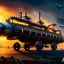 Placeholder: fullbody Drawing of 'sketch of steampunk Vehicles as in the movie mortal engines(2018)',intricate detail,andrea bonelli,Kilian Eng,Ohrai,evan lee,Aleksandr Sidelnikov,KyuYong Eom,three quarters frontal aerial view,toned colors,32k