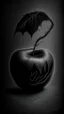 Placeholder: pencil drawing of poison apple. Spooky, scary, halloween, realistic, black paper