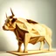 Placeholder: low polygon bull made out of wood