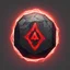 Placeholder: Agonymium Stone that has the power to consume mortal misery it glows with sinister red runes and light and is full of creeping dread, in minimalist art style