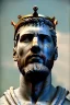 Placeholder: Ultra Realistic image, Roman sculpture, white marble material, Lionel Messi, gold crown of natural thorns, god crown, Renaissance style, sun rays background, waist up portrait, epic, celestial, cinematic lighting, God lights, 4k resolution, smooth details, soft lighting, unreal engine 5, art station, substance 3d.