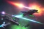 Placeholder: spaceship battle, explosions, lasers, green lasers, explosions painting