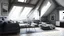 Placeholder: Grey attic living room interior with sofa