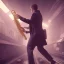 Placeholder: portrait of peter dobson playing saxophone, blade runner, low key lighting, volumetric light, digital art, highly detailed, fine detail, intricate, ornate, complex, octane render, unreal engine, photorealistic