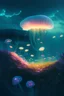 Placeholder: A dreamy, surrealist landscape where giant, floating jellyfish gently drift above a field of vibrant, bioluminescent flowers, casting an ethereal glow over the scene.