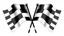 Placeholder: 2 checkered finishing flags crossed like the corvette logo , black and white vector