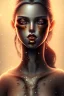 Placeholder: rustic girl, night atmosphere, 8K, close-up face, anatomically perfect face, india, tree on face, bold brown lips, brown eye, texture face,