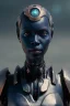 Placeholder: Beautiful portrait of african robot, post-apocalypse cybernetic in a cyberpunk city, sci-fi fantasy style, 8k,dark