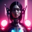 Placeholder: Italian, Cyber Woman, long hair, samurai, cyberpunk, neon, highly detailed, art stations, concept art, smooth, unreal engine 5, god rays, ray tracing, RTX, lumen lighting, ultra detail, volumetric lighting, 3d, finely drawn, high definition, high resolution, gradient background