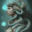 Placeholder: sango fantasy, fantasy magic, intricate, sharp focus, illustration, highly detailed, digital painting, concept art, matte, artgerm and paul lewin and kehinde wiley, masterpiece silver dragon head green African nice breast Afo woman turquoise waves