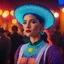 Placeholder: [style is lite brite art, luminous and colorful designs, pixelated compositions, retro aesthetic, glowing effects, creative patterns, interactive and playful, nostalgic charm, vibrant and dynamic arrangements] Halsey as an Amish in her iconic scene of Americana (2023)