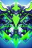 Placeholder: Cyborg symbiote, white color, green color, tendrils, high tech, cyberpunk, biopunk, membrane wings, carbon fiber