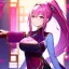 Placeholder: Clear focus, 8k, high quality, detailed, beautiful lighting, girl, vibrant colors, pink long hair, vibrant pink eyes, chinese clothes, ponytail