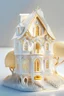 Placeholder: A three-dimensional miniature house, a mixture of white and gold, a fantasy, a wonderful picture full of details, a high-quality house on which beautiful sunlight falls