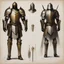 Placeholder: ConceptSheet by Guy Borremans: 'The Prince of War' - Mithril Armour Design for the paladin in the enchanted forest