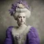 Placeholder: Marie-Antoinette,purple fur, flowered wallpaper, old autochrome