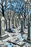 Placeholder: Linocut snowy cemetery in Savannah