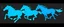 Placeholder: silhouette of 3 different horses running, blue on black vector