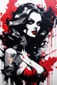 Placeholder: graffiti art of cartoon female vampire , elaborate acrylic spray paint by Yoji shinkawa + nick Edwards style with bold brushstrokes, romantic, vibrant saturated natural color