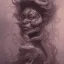 Placeholder: sango fantasy, fantasy magic, intricate, sharp focus, illustration, highly detailed, digital painting, concept art, matte, artgerm and paul lewin and kehinde wiley, masterpiece sexy lips Asian afro lips black African lady body mermaid Dragon head silver pink space lady outer space mermaid pretty skull head