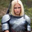 Placeholder: broad-shouldered blonde Visigoth woman in chainmail