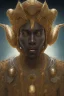 Placeholder: black male African alien, cracks in the voodoo head, wicked, Asian eyes, crown, blood, 8k, finely detailed, photo realistic, Boris Vallejo style turquoise skull head gold dragon space alien rain skeleton gold tooth silver helmet silver space suit spaceships