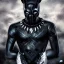 Placeholder: Fantasy, Nigeria rapper olamide badoo as black panther, heroic, award winning, insanely detailed, sunlit, realistic, ocean,acrylic paint, 8k resolution, hdr, trident