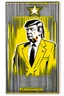 Placeholder: president donald trump in style of shepard fairy obama poster style gold colour stencil with american flag with letters M A G A