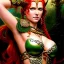 Placeholder: portrait 'beautiful Sexy Busty RedSonja',braided long hair,horned helmet, celtic tattoed,crystal clear green eyes,painting by gaston bussiere, greg rutkowski, yoji shinkawa, yoshitaka amano, tsutomu nihei, donato giancola, tim hildebrandt, oil on canvas, cinematic composition, extreme detail,fit full head inside picture,32k