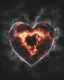 Placeholder: Moon in shape of realisitic heart, cinematic, {abstract}, depression, black background, atmospheric, fire, DLSR, soft focus, dispersion