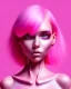 Placeholder: girl, pink skin, pink eyes, pink hair, pink makeup, pink clothes, pink background