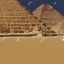 Placeholder: great pyramids in ruin, king of heart playing card background