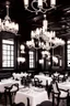 Placeholder: "Shoot a Neo-classic style restaurant with black, white, and residential-colored tables and chairs, along with chandeliers for lighting."