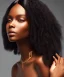 Placeholder: A black woman with long hair, fantasy setting, ethereal, soft lighting, curly hair, amber eyes