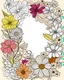 Placeholder: outline art for back cover book with colors and flowers.