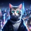 Placeholder: Cats cyber , Lazer eye , Tokyo city night view wallpaper