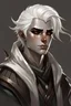 Placeholder: young aasimar male, white hair, spiky hair, rugged medieval clothes, pale gray eyes, pale skin