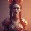 Placeholder: a warrior princess in samurai armor, red tattoo in the face, steam punk, scary, horror, realistic, made in octane, cinematic, movie, CGI, ultra-realistic, extremely detailed octane rendering, 8K, VRAY Super Real ar 2:3, dof photorealistic futuristic 50mm lens hard lighting dark gray tintype photograph, realistic lighting, sephia colors