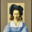 Placeholder: portait of a woman inspired by rené magritte, johannes vermeer, vincent van gogh, leonardo da vinci, michelangelo, and katsushika hokusai