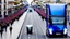 Placeholder: A Tesla semi-truck is racing at top speed, by the 'Sacre Coeur', in Paris. CINEMATIC. WIDE ANGLE LENS. PHOTO REAL.