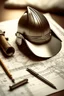 Placeholder: blueprint on a paper of a viking helmet, bokeh like f/0.8, tilt-shift lens 8k, high detail, smooth render, down-light, unreal engine, prize winning