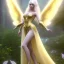 Placeholder: beautiful fairy very etheric, nice smiling, long blond hair, magic glamour pink make up, delicate colors, complete vision of very transparent golden and big wings, beautiful glamour transparent golden dress, ultra sharp focus, 8k, unreal engine 5, extremely sharp detail, light effect, soft light atmosphere, smooth, full of details, face in front, complete vision of face and hair and of the body